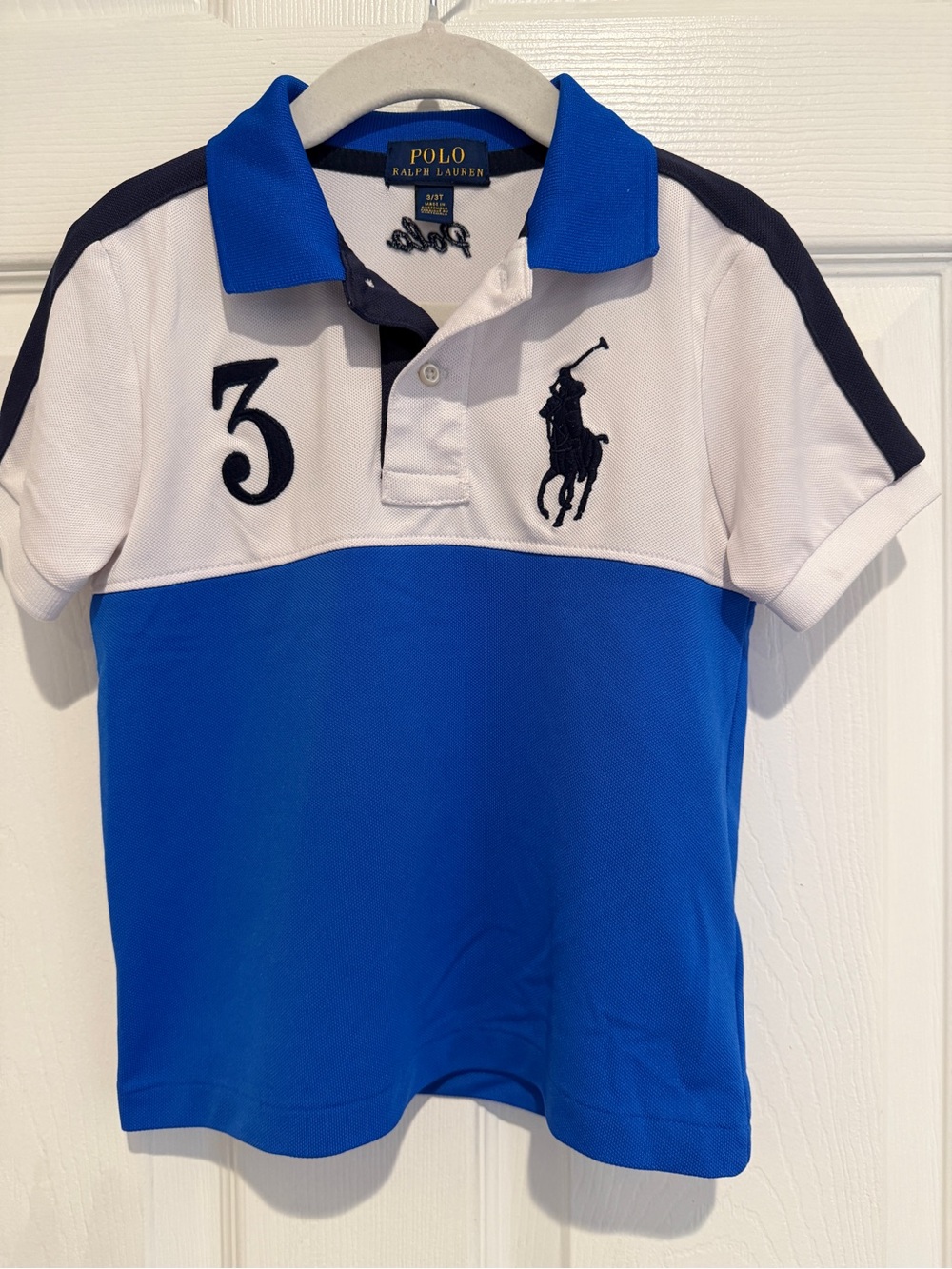 Polo Ralph Lauren Big Pony Colorblock Polo Shirt Boys 3T Blue White